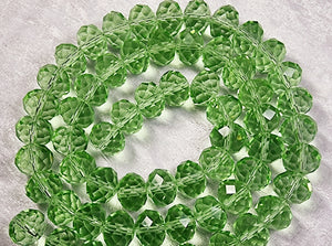 14MM ABACUS/RONDELLE GLASS BEADS- Packet of 6 - LIGHT GREEN