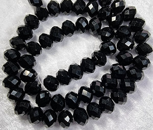 14MM ABACUS/RONDELLE GLASS BEADS- Packet of 6 - BLACK