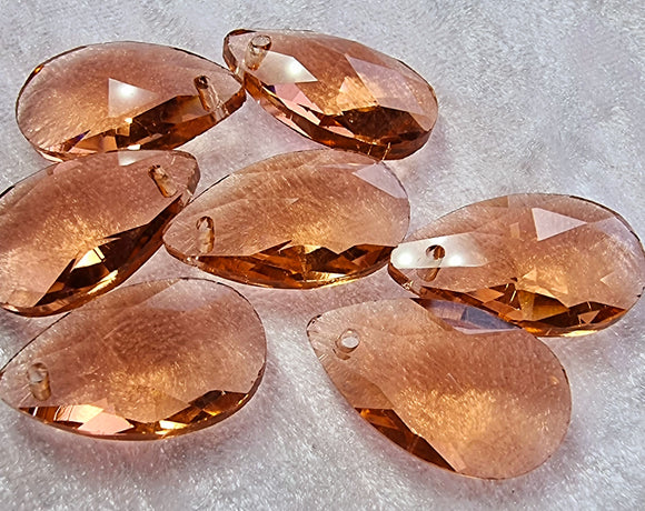 TEARDROPS - 22 X 13MM FACETED GLASS - PEACH