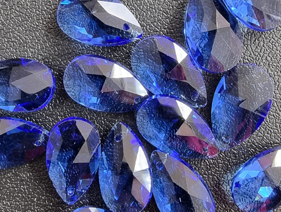 TEARDROPS - 22 X 13MM FACETED GLASS - ROYAL BLUE