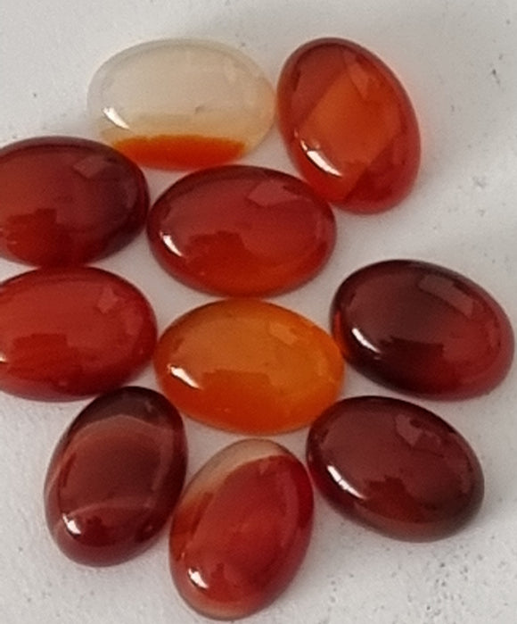 CABOCHONS 14 X 10MM OVAL NATURAL CARNELIAN