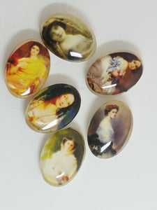 CABOCHON - 18 X 13MM GLASS OVAL - 6 PACK  MIX