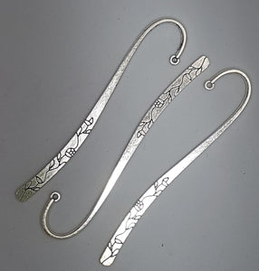 BOOKMARKS - SILVER - TIBETAN STYLE WITH FLOWERS