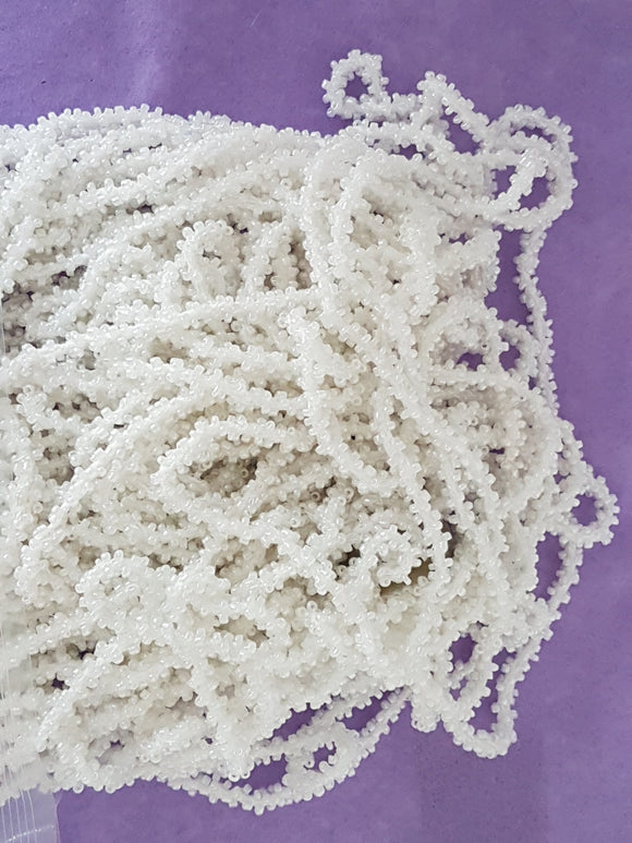 SEED BEADED CORD - 6MM - WHITE COLOUR