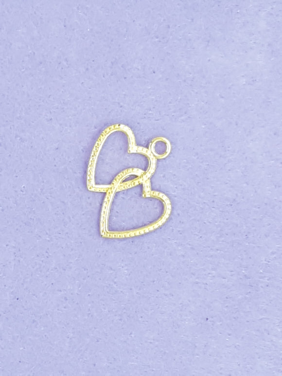 CHARMS - HEARTS - 22 X 20MM GOLDEN COLOUR