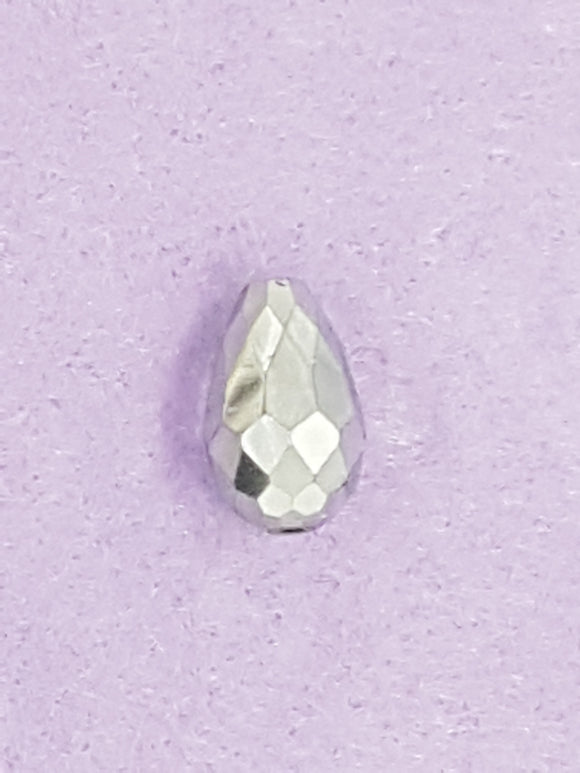 TEARDROPS - 16 X 10MM FACETED GLASS - ELECTROPLATED SILVER