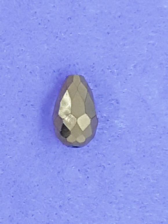 TEARDROPS - 16 X 10MM FACETED GLASS - ELECTROPLATED DARK GOLD