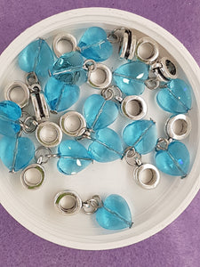 HEARTS - 10MM FACETED GLASS PENDANT WITH BAIL- SKY BLUE