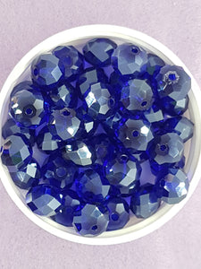 12MM ABACUS GLASS BEADS- Packet of 10 - ROYAL BLUE PLATED