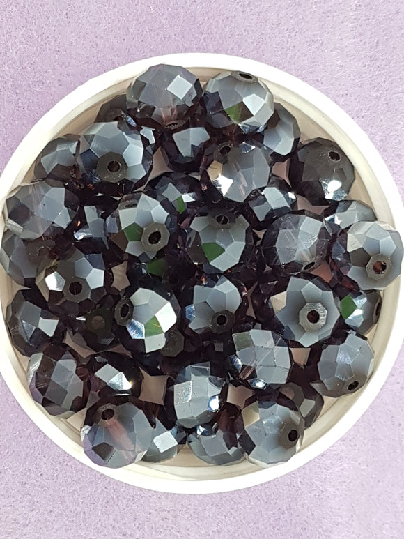 12MM ABACUS GLASS BEADS- Packet of 10 - AMETHYST PLATED