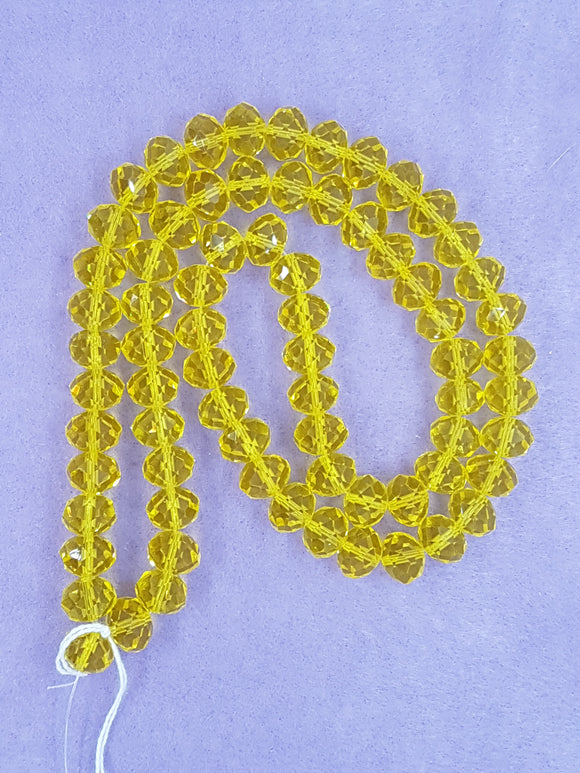 12MM ABACUS GLASS BEADS- PER STRAND - YELLOW