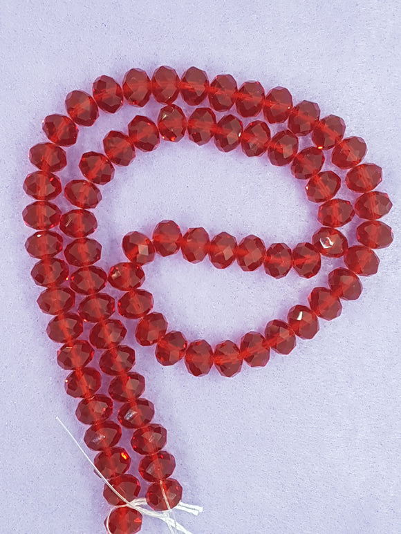 12MM ABACUS GLASS BEADS- PER STRAND - RED