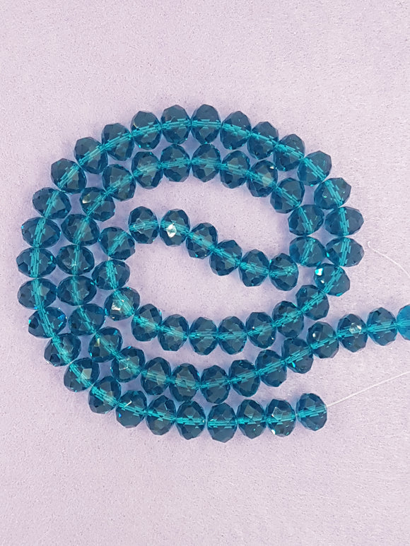 12MM ABACUS GLASS BEADS- PER STRAND - TEAL