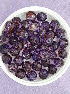 10MM ABACUS GLASS BEADS- Packet of 20 - PURPLE MIX