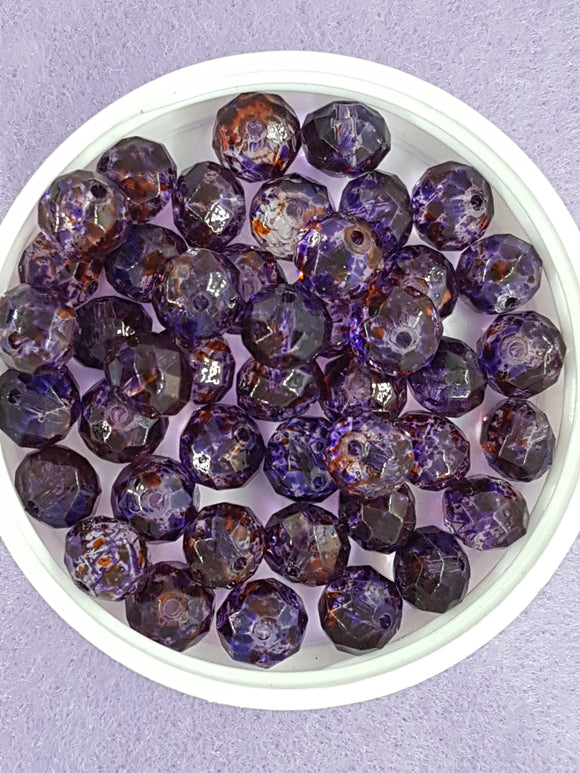 10MM ABACUS GLASS BEADS- Packet of 20 - PURPLE MIX
