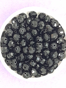 8MM ABACUS GLASS BEADS- Pack of 20 - BLACK