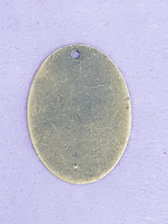 EAR/PENDANT BASE - 40 X 30MM OVAL BRASS STAMPING BLANK -ANT. BRONZE