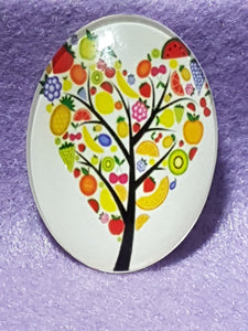 CABOCHON - 40 X 30MM GLASS OVAL - TREES