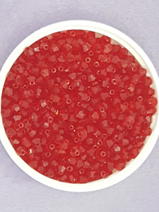 BICONES - 4MM GLASS FACETED BEADS - FIREBRICK RED (07)