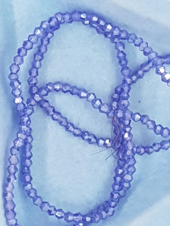 BICONES - 2MM GLASS FACETED ELECTROPLATED BEADS - Per Packet - DARK BLUE