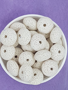 15 x 10MM LAVA ABACUS BEADS - WHITE
