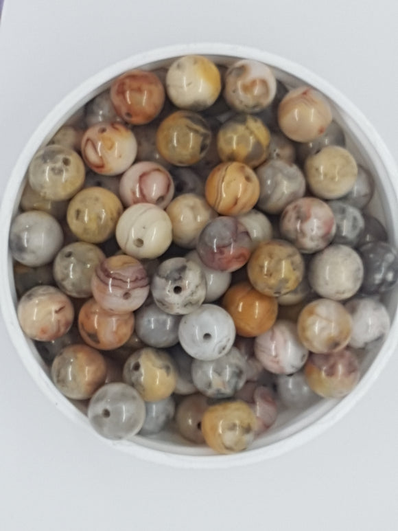 8MM NATURAL CRAZY AGATE BEADS - MIXED COLOURS