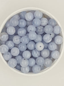 8MM NATURAL BLUE LACE AGATE BEADS