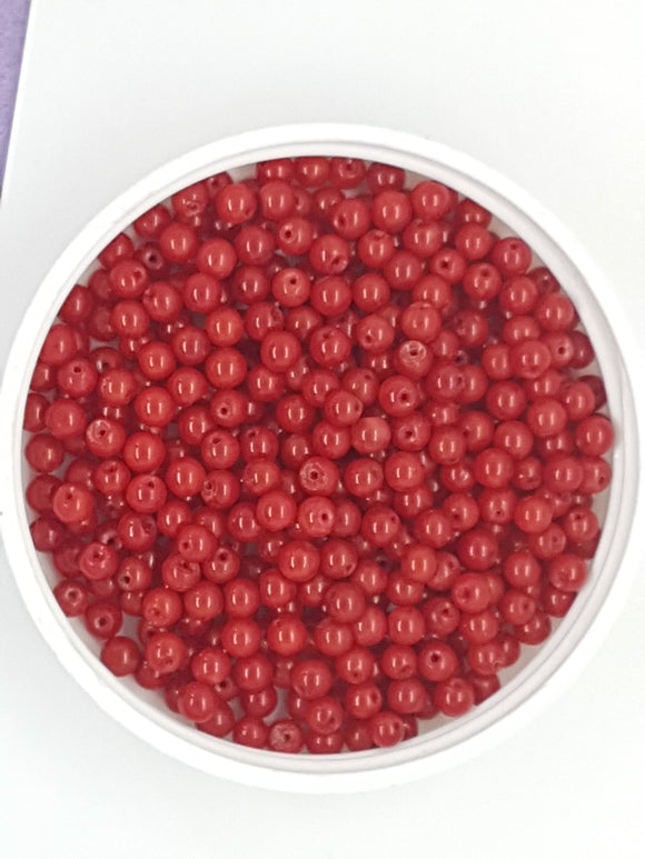 4MM NATURAL RED CORAL BEADS