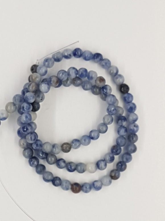 4MM NATURAL BLUE SPOT STONE BEADS