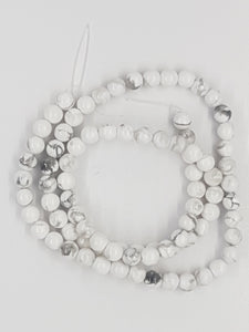 4MM NATURAL WHITE HOWLITE BEADS