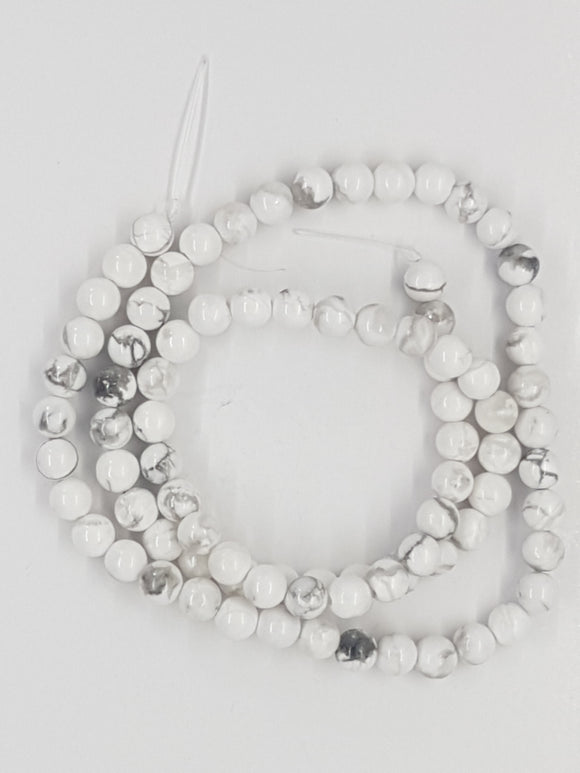 4MM NATURAL WHITE HOWLITE BEADS