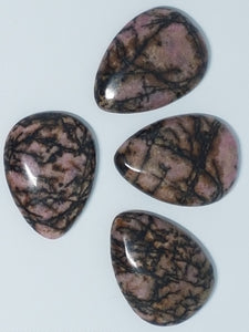 CABOCHONS 30 X 22 X 6MM TEARDROP NATURAL RHODOCHROSITE