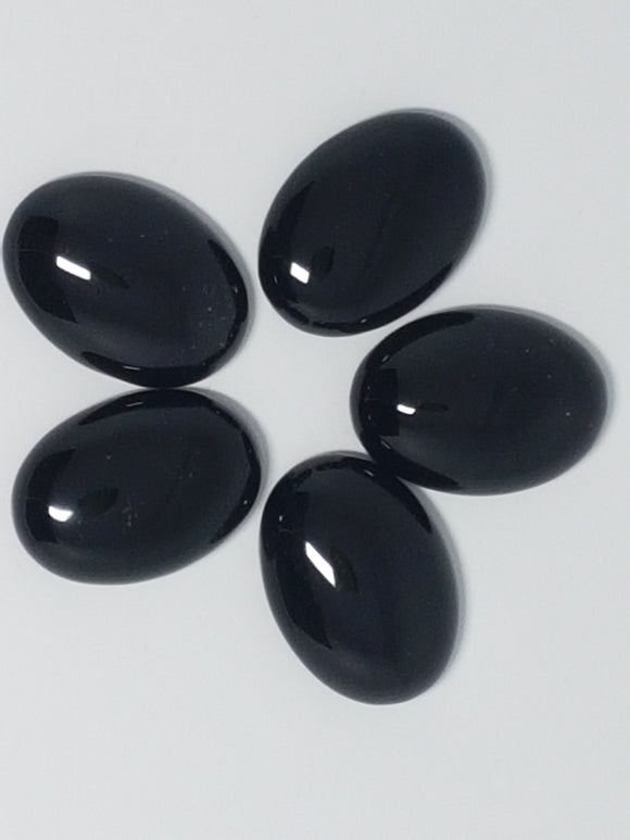 CABOCHONS 25 X 18MM OVAL NATURAL BLACK AGATE