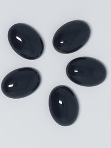 CABOCHONS 18 X 13MM OVAL NATURAL BLACK AGATE