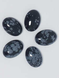 CABOCHONS 18 X 13MM OVAL NATURAL SNOWFLAKE OBSIDIAN