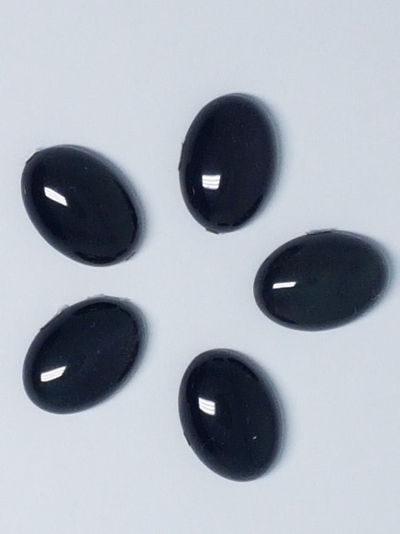 CABOCHONS 14X10MM OVAL NATURAL BLACK OBSIDIAN