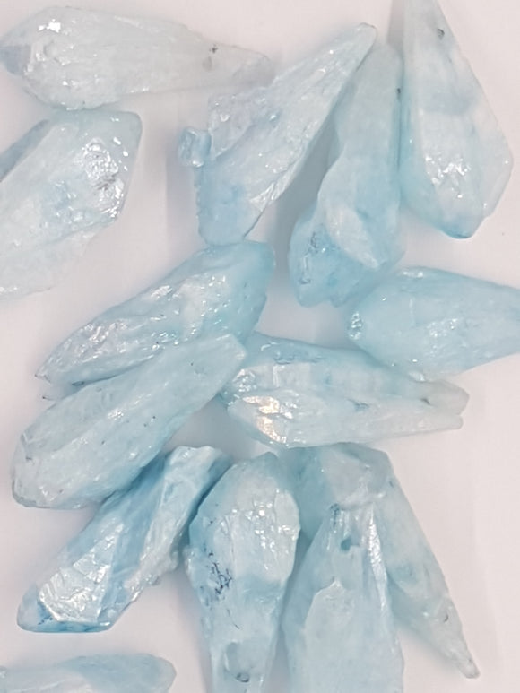 28 - 30MM PLATED QUARTZ CRYSTAL - BLUE ICE