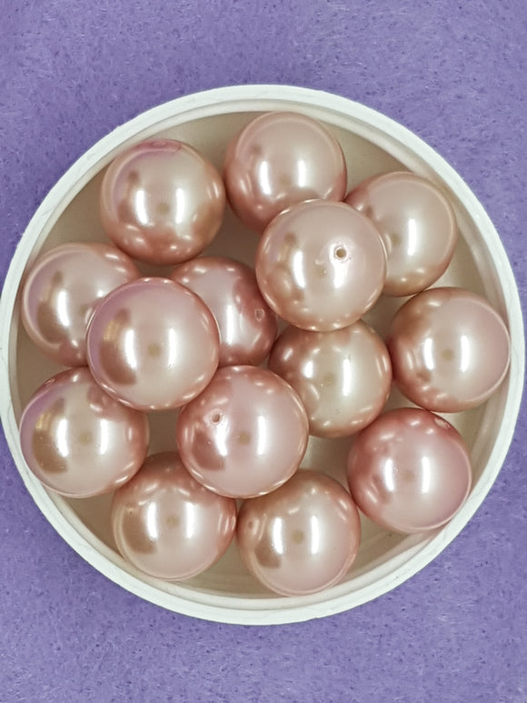 16MM GLASS ROUND PEARLS - DUSKY PINK