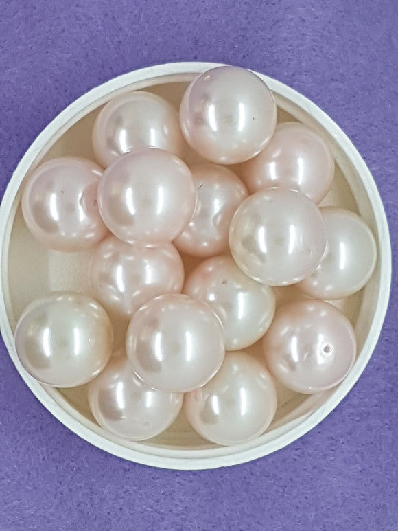 16MM GLASS ROUND PEARLS - PALE PINK