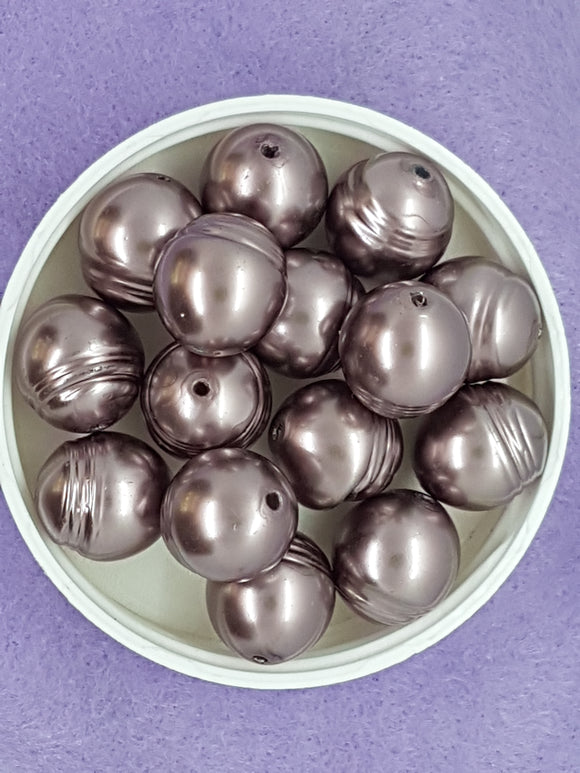 16MM GLASS POTATO PEARLS - BROWN