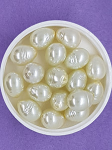 16MM GLASS POTATO PEARLS - WARM WHITE