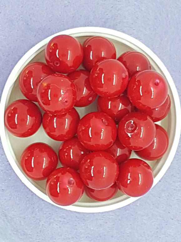 14MM GLASS ROUND PEARLS - MEDIUM RED