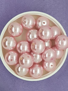 14MM GLASS ROUND PEARLS - DARK PINK