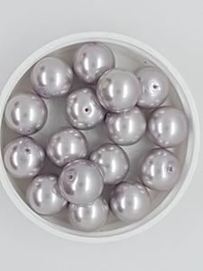 14MM GLASS ROUND PEARLS - OYSTER