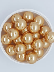 14MM GLASS ROUND PEARLS - APRICOT