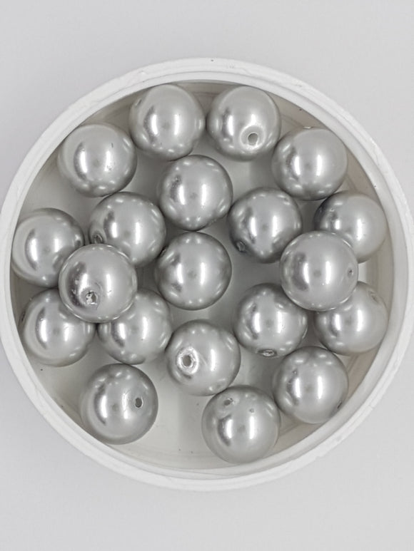 12MM GLASS ROUND PEARLS - OYSTER GREY