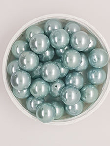 12MM GLASS ROUND PEARLS - ICE BLUE