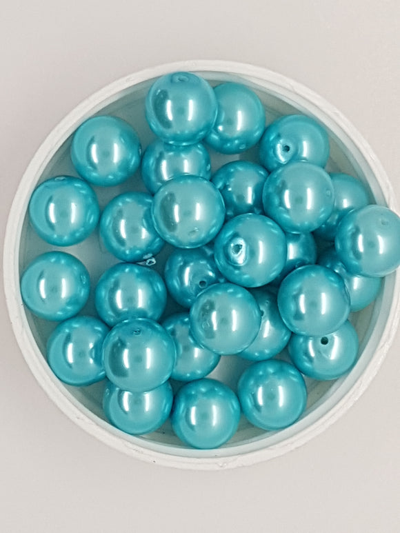 12MM GLASS ROUND PEARLS - SKY BLUE