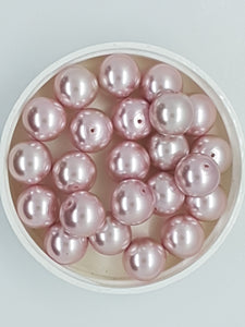 12MM GLASS ROUND PEARLS - ROSE PINK