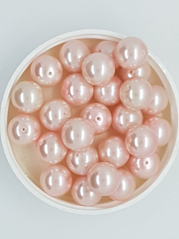 12MM GLASS ROUND PEARLS - BABY PINK